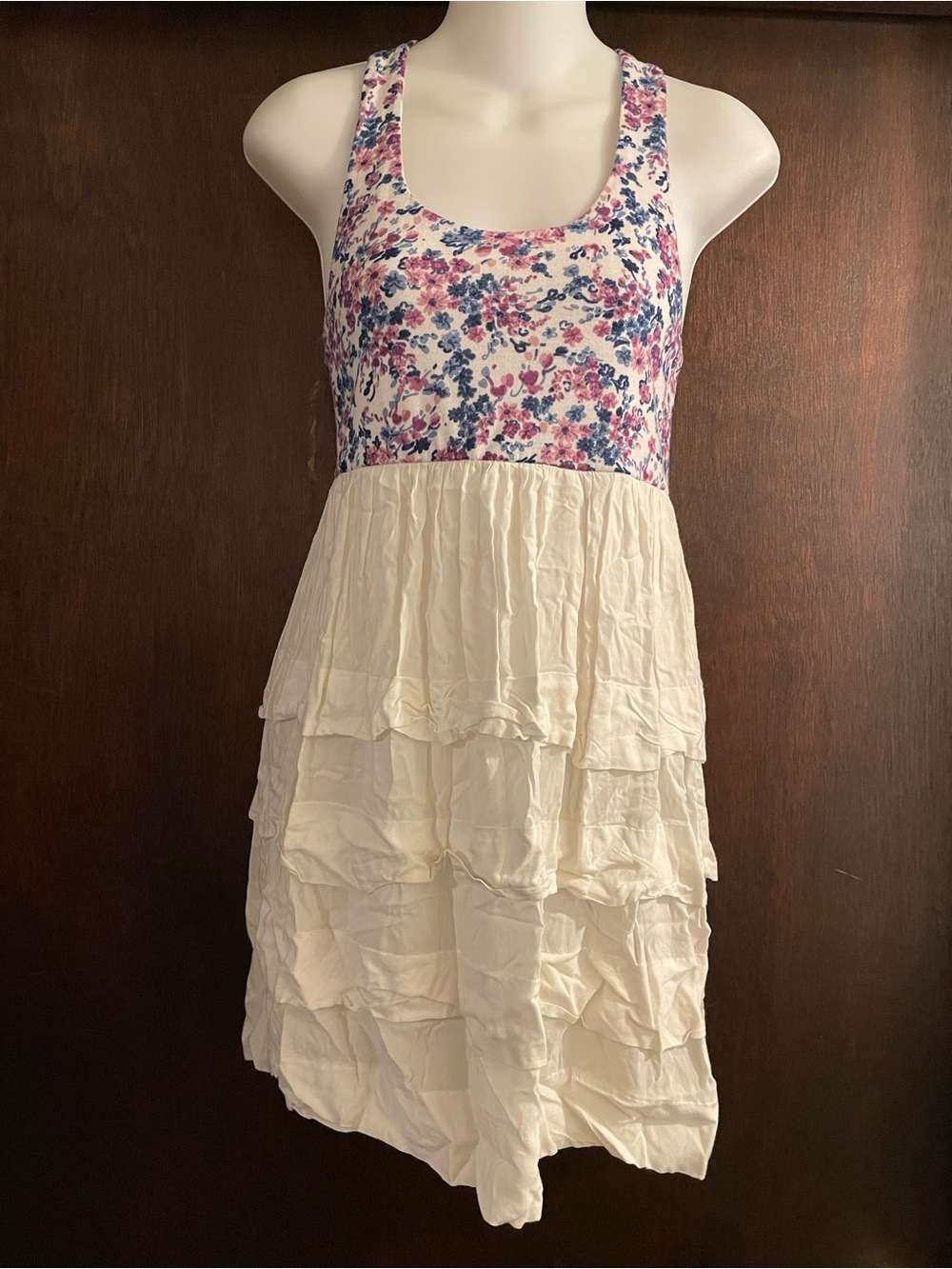 Charlotte Russe Brand Junior's size Small Blue & Purple Floral Racerback Dress